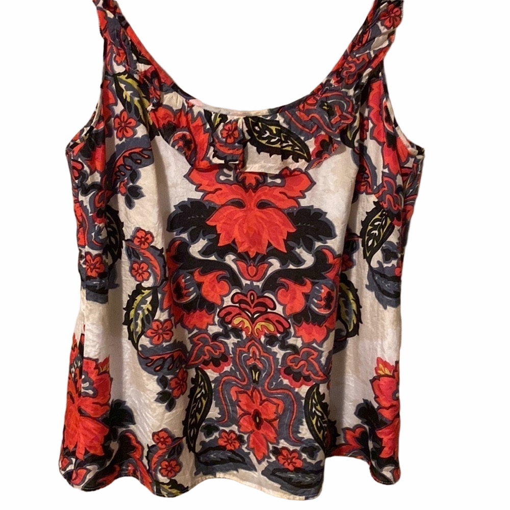 J Crew Silk Floral Top Ruffle Detail.